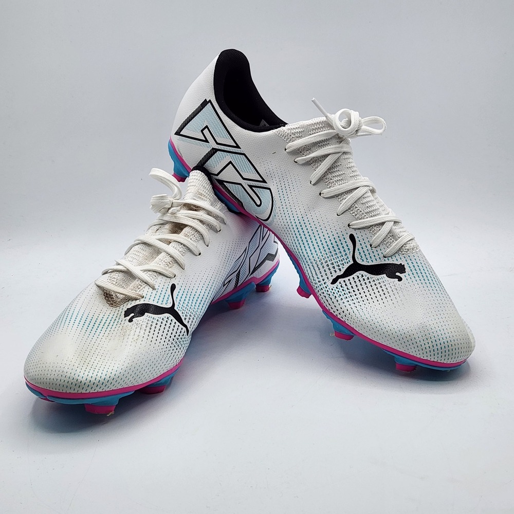 Puma Ultra FG Soccer Cleats White Pink‎ Blue Men's Size 11.5